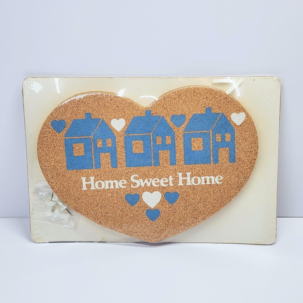Vtg 1988 Happy Corkers Heart Cork Board Home Sweet Home Cottagecore Retro 80s